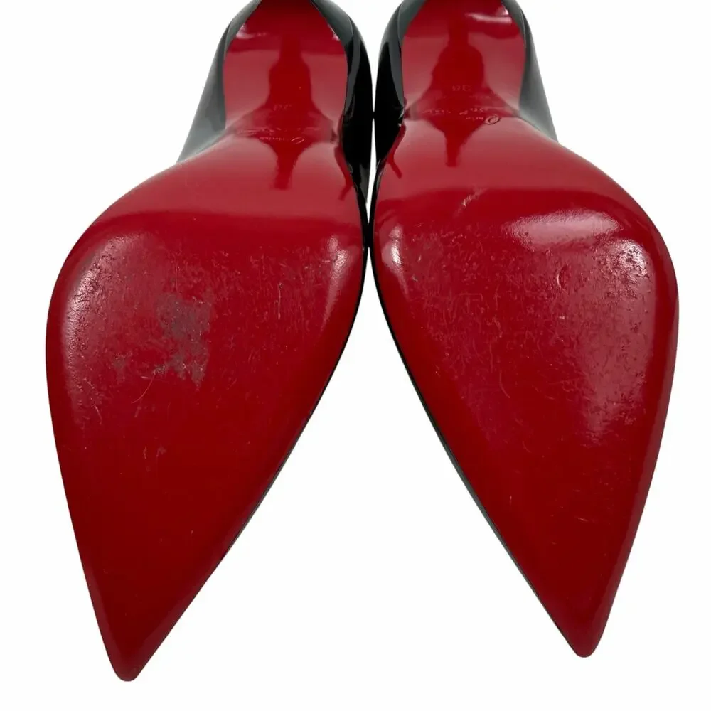 Christian Louboutin Kate 100 Patent Leather Pointed Toe Pump Black  Size 36